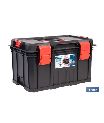 Caja de herramientas modular con separadores removibles y conectores | Capacidad de carga: 50 kg | Compatible con set modular |