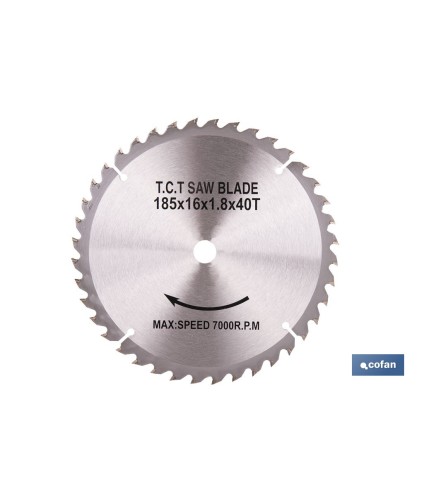 Disco de corte para madera Ø185 mm | Adecuada para sierra ingletadora | Cortes precisos en madera, plástico y metal blando