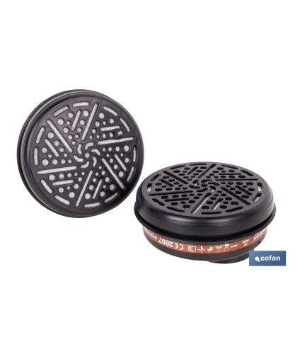Set de 2 filtros A1 para máscara completa Cofan | Protección frente a gases y vapores de compuestos químicos