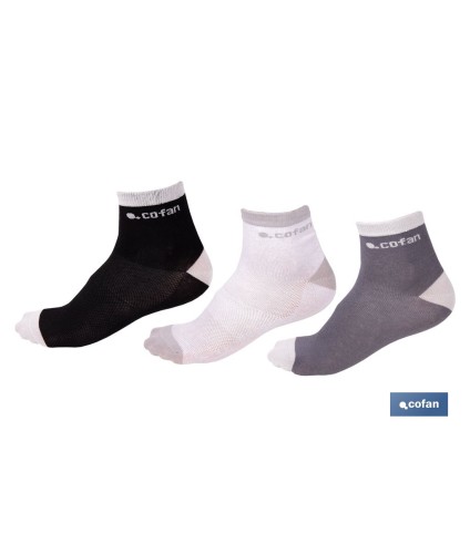 Set de 3 pares de calcetines unisex de algodón | Caña media | Negro, blanco y gris | Disponible en dos rangos de tallas