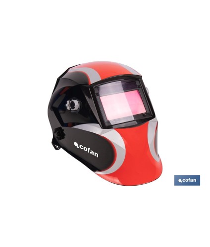 Casco de soldadura automático Red Surfing | Solar, oscurecimiento automático DIN 9-13 | 4 sensores y visor amplio DIN 9-13 | Ad