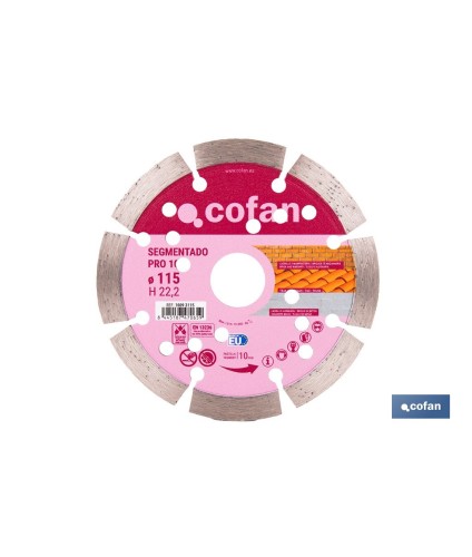 Disco de corte segmentado ventilado | Para ladrillo y hormigón | Corte en seco | Disponible en diferentes medidas