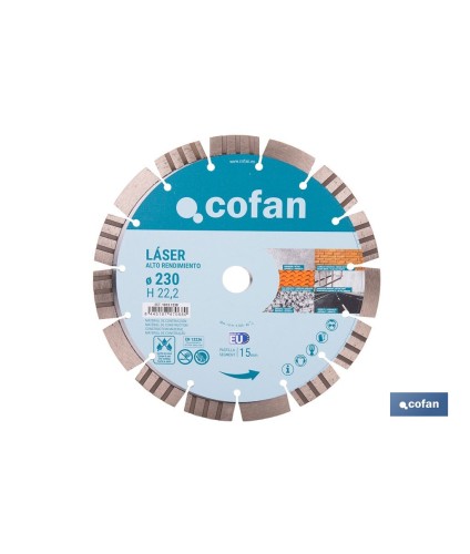 Disco de diamante de alto rendimiento Ø230 mm | Corte en seco en hormigón, asfalto, granito | Espesor de 3 mm y segmento de 15 
