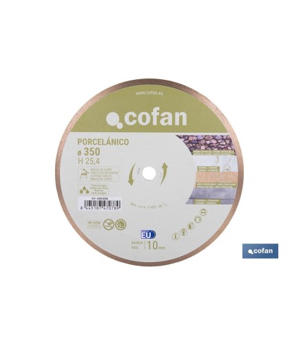 Disco porcelánico para máquinas de mesa Ø350 mm | Corte húmedo en cerámica, gres porcelánico y mármol