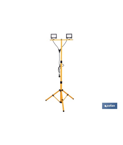 Trípode telescópico con 2 proyectores LED | 20 W, 3600 lm, protección IP65 | Cable de 1,5 m con enchufe europeo