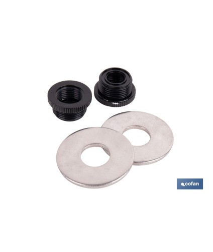 Kit de arandelas y adaptadores de rosca 1/2-3/4 | Adecuado para bandeja metálica para exposición de grifería