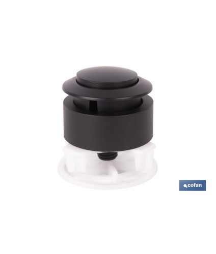 Pulsador de descarga simple para inodoro | Botón interrumpible con acabado negro y ahorro de agua | Compatible con descargador 