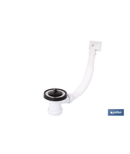 Válvula de fregadero con rebosadero flexible | Racor 1 1/2, válvula 70 mm y salida ajustable Ø32-40 mm