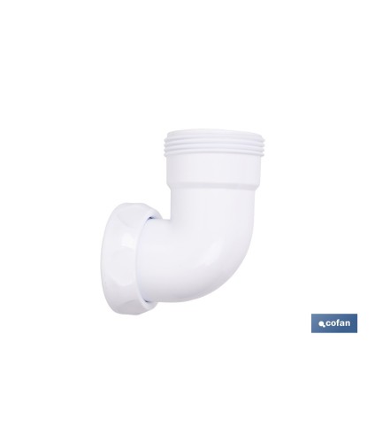 Codo rosca 1 1/2 con valona y tuerca loca | Adecuado para lavabos y fregaderos | Compatible con sifones estándar 1 1/2