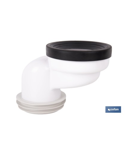 Manguito súper excéntrico para inodoro con junta de goma | Compatible con tuberías de Ø90 y Ø110 mm