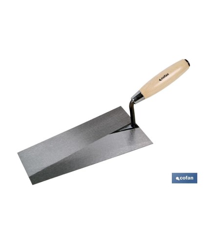 Paleta forjada punta cuadrada | Longitud: 250 x 130 x 65 mm | Para la construcción | Mango de madera