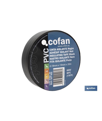 Cinta Aislante 180 Micras | Color negro | Resistente al voltaje, al calor y a diferentes ácidos y alcalinos