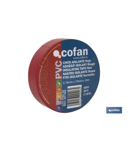Cinta Aislante 180 Micras | Color rojo | Resistente al voltaje, al calor y a diferentes ácidos y alcalinos