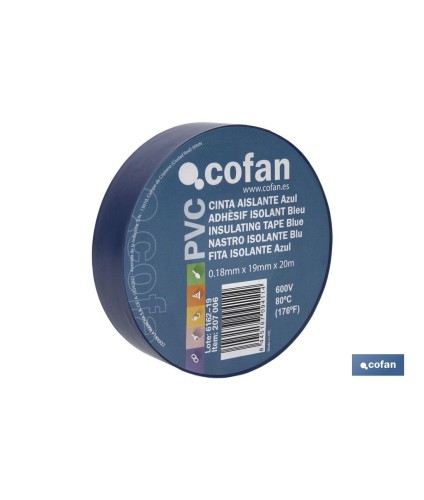 Cinta Aislante 180 Micras | Color azul | Resistente al voltaje, al calor y a diferentes ácidos y alcalinos