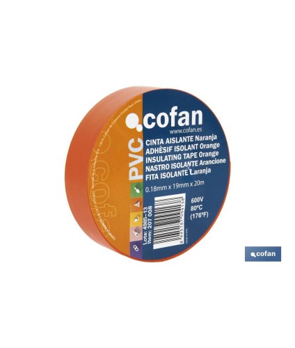 Cinta Aislante 180 Micras | Color naranja | Resistente al voltaje, al calor y a diferentes ácidos y alcalinos