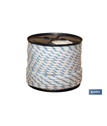 Cuerda Trenzada Polipropileno | Formato: Rollos grandes | Color: Blanco y Azul