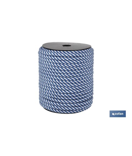 Cuerda Trenzada Helicoidal Blanco/Azul (100% polipropileno)