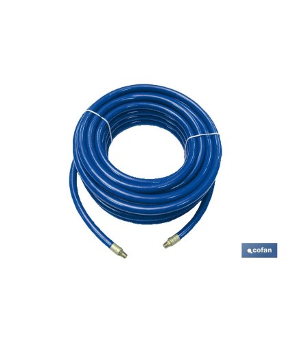 Manguera de compresor Ø8 x 12mm (Rosca macho BSP 1/4) longitud 15 Metros | Manguera azul para aire comprimido en PVC