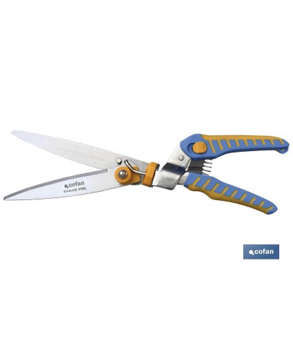 Tijeras Cortacésped profesionales de acero inoxidable de 34 cm | Con corte ajustable de 180° y Mangos Ergonómicos