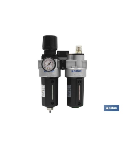 Filtro regulador presión + Lubricador rosca 3/8