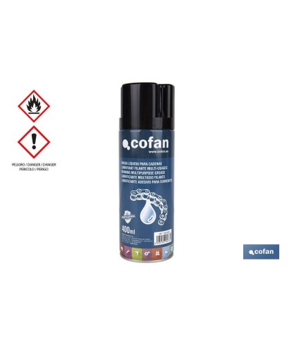 Grasa adhesiva para cadenas 400 ml | Lubricante líquido | Con aditivos que le confieren propiedades anticorrosión y antidesgast