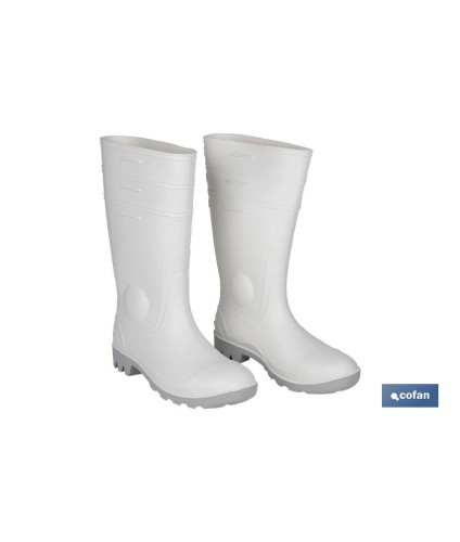 Bota de Agua | Alta de Seguridad S-4 | Color Blanco | Puntera de Acero | Fabricada en PVC-Nitrilo