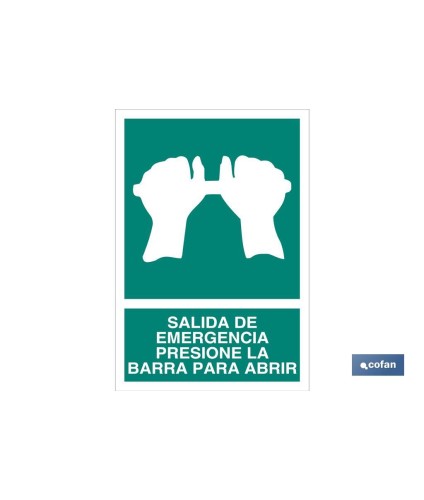 Salida de Emergencia Presione la Barra para Abrir