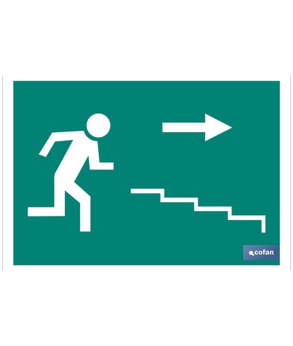 Señal Salida Escalera derecha Bajada Pictograma