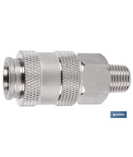 Enchufe rápido universal rosca macho 1/2 | Acoplador Hembra universal con rosca macho BSP 1/2 para instalaciones neumáticas